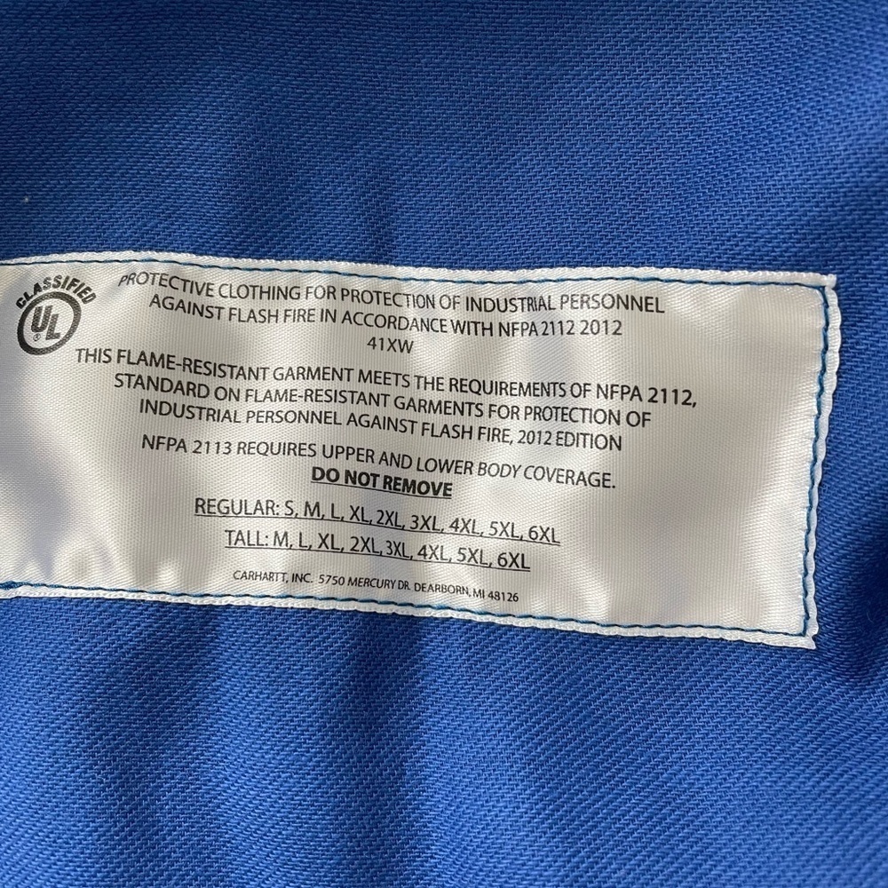 NWOT Carhartt Men's Big & Tall Flame Resistant Lightweight Twill Shirt Size 4X - Picture 5 of 8